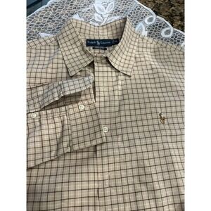 Ralph Lauren Custom Fit Shirt Mens XL Plaid Check Long Sleeve